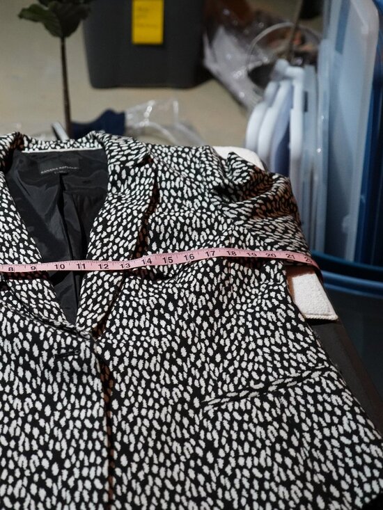 White & Black Textured Pattern Banana Republic Blazer Jacket - Sz 14 - Picture 6 of 8